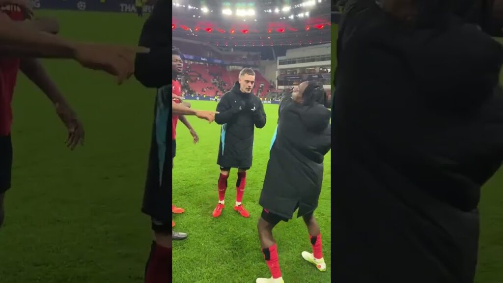 Jeremie Frimpong was thrilled beyond compare as he gave Florian Wirtz the Man of the Match award.