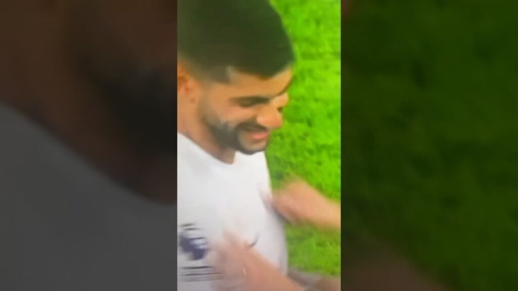 Pep Guardiola playfully chest punching Cristian Romero after Man City’s narrow win over Spurs,2-0 🤣