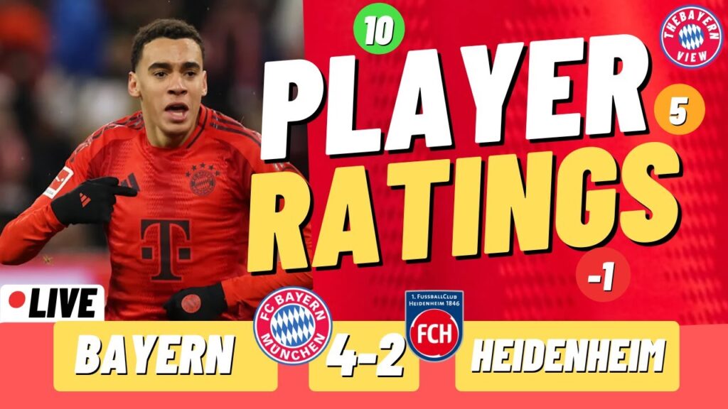 BAYERN MUNICH 4-2 HEIDENHEIM LIVE PLAYER RATINGS