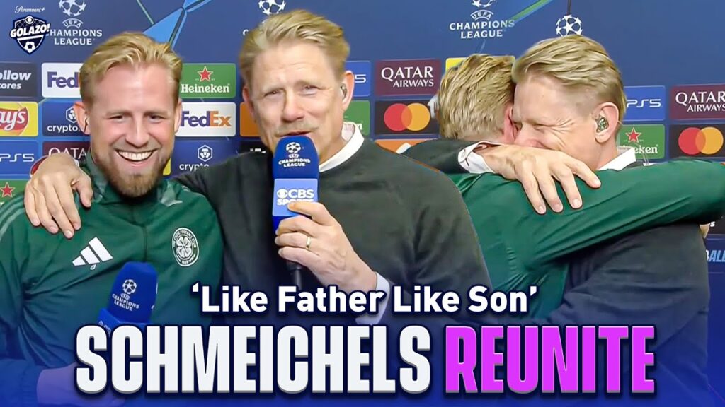 Kasper & Peter Schmeichel’s Wholesome Post-Match Interview After Celtic Clean Sheet | UCL Today Kasper & Peter Schmeichel's Wholesome Post-Match Interview After Celtic Clean Sheet | UCL Today