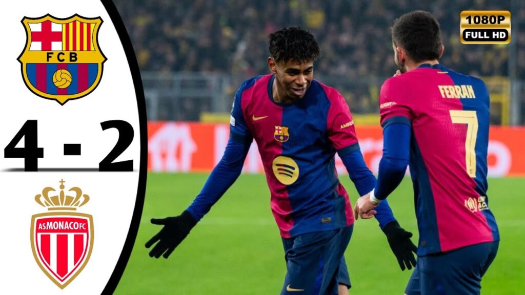 Barcelona Vs AS Monaco 4-2 • Champions League Highlights & All Goals 2024 • Hasil Bola Tadi Malam