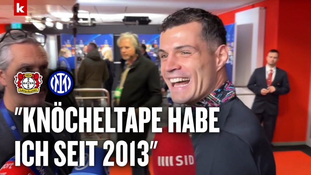 Beste Laune nach spätem Bayer-Sieg! Xhaka scherzt über sein Knöcheltape | Leverkusen - Inter 1:0