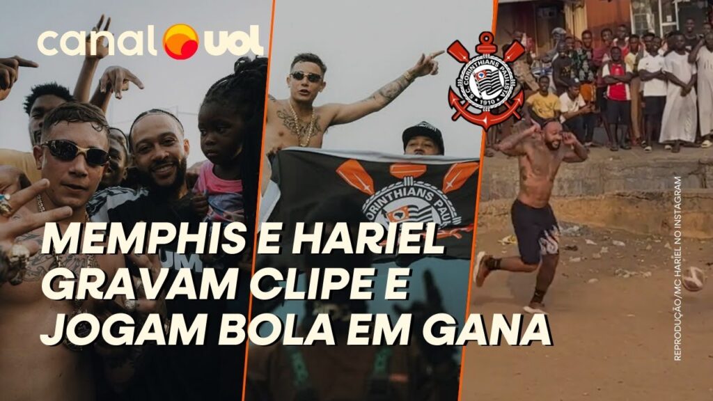 CORINTHIANS: MEMPHIS DEPAY E MC HARIEL GRAVAM CLIPE E JOGAM PELADA EM GANA COM CRIANÇAS
