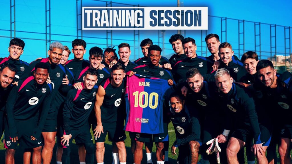 BALDE CELEBRATES his 100 GAMES with his teammates | FC Barcelona Training 🔵🔴