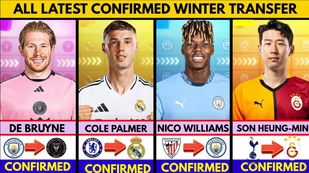 🚨LATEST CONFIRMED TRANSFERS NEWS WINTER 2024✅ DE BRUYNE TO MIAMI🔥 PALMER TO MADRID🎉 NICO TO CITY✈️