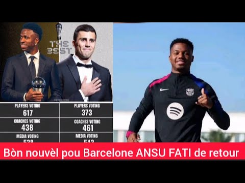 Bòn nouvèl ANSU FATI de retour, mezanmi ske Vinicius se meyè jwè mond lan Bertinie pa dakò ak sa
