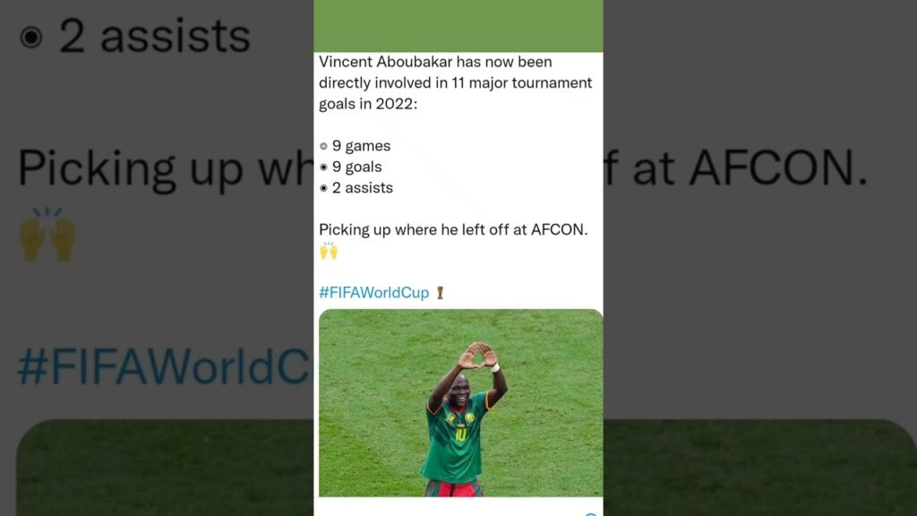 Vincent Aboubakar has now been directly involved in 11 major tournament goals in 2022  #FIFAWrldCup