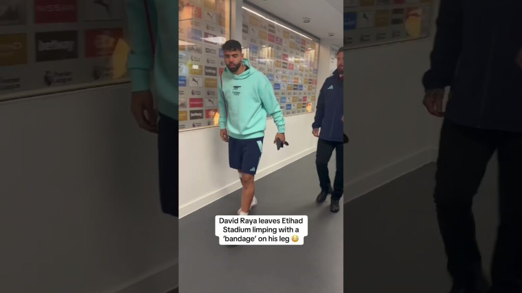 David Raya limps out with bandaged leg after EPIC Man City - Arsenal match