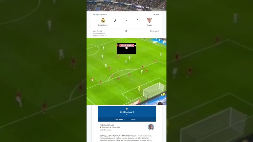 No.3 Federico Valverde Goal ~ Real Madrid vs Sevilla