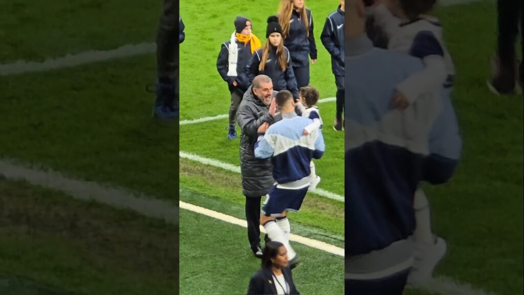 ANGE POSTECOGLOU: The Spurs Boss Pulls Face at Rodrigo Bentancur and Child: Tottenham v Wolves