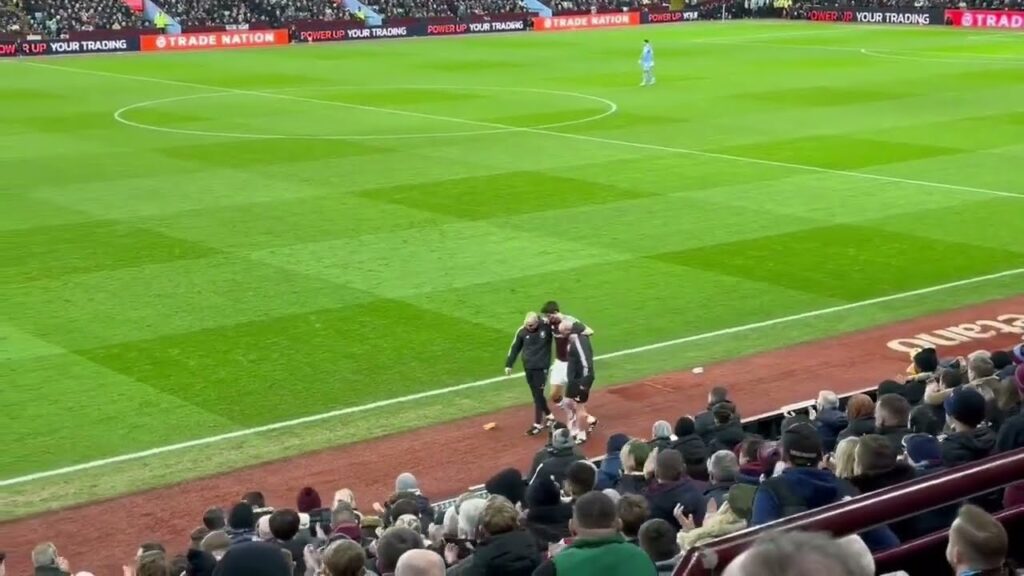 Aston Villa fans standing ovation for Pau Torres after being substituted with a foot injury