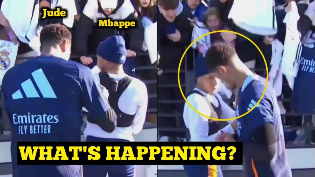 Mbappe and Bellingham humoursly signed each other’s shirts during training session