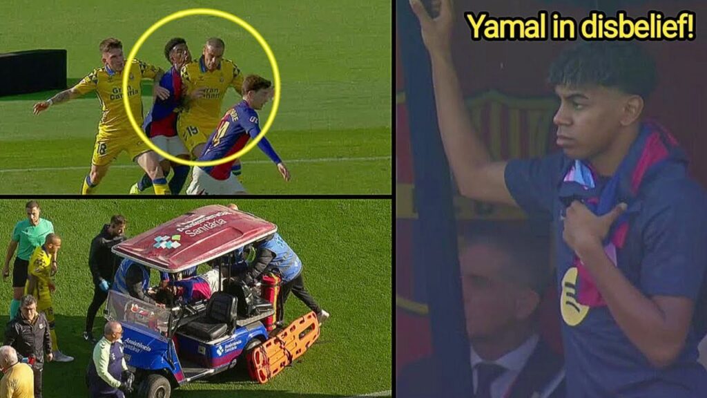 Lamine Yamal reaction to Alejandro Balde HORRIFIC INJURY after Collision with Palmas player