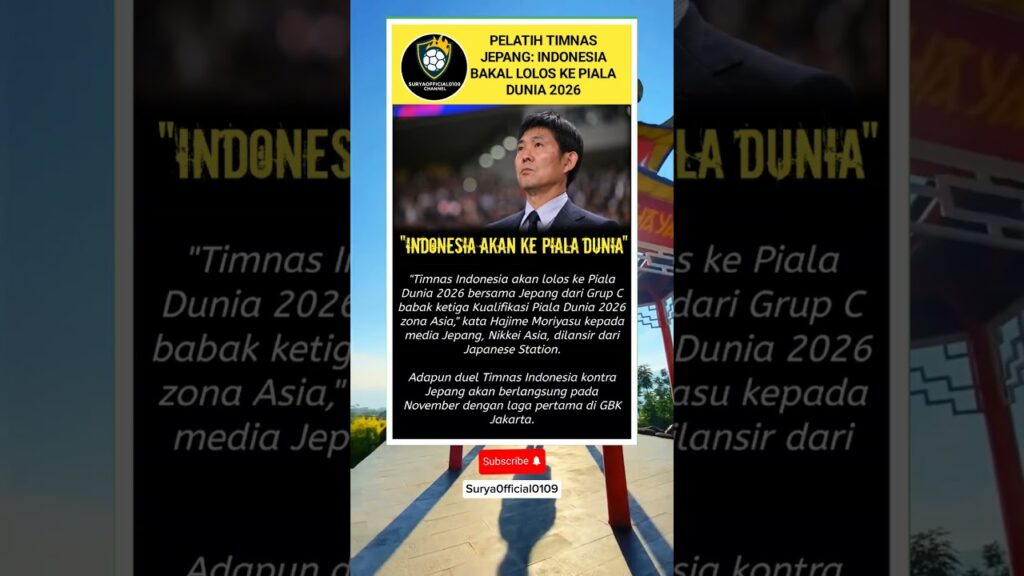 "INDONESIA AKAN KE PIALA DUNIA" Kata Pelatih Jepang Hajime Moriyasu. #fypシ゚viral #kabartimnas