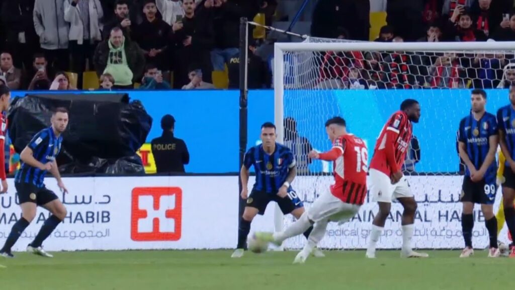 Theo Hernández Free Kick Goal, Inter Milan vs AC Milan 2-1 Highlight, Supercoppa Italiana Final 2025