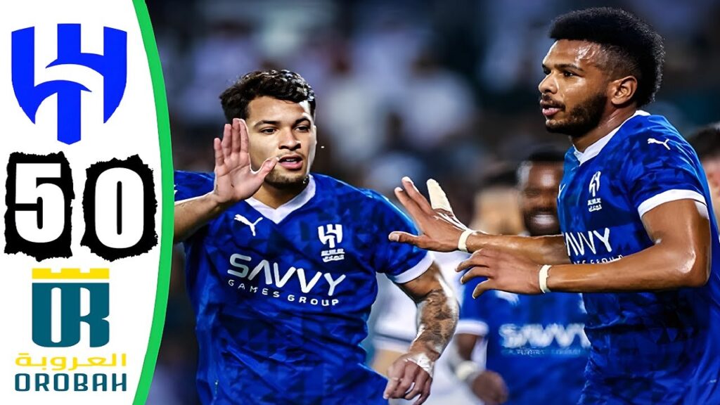 ملخص مباراة الهلال والعروبة اليوم 5-0 - اهداف مباراة الهلال والعروبة اليوم - اهداف الهلال اليوم
