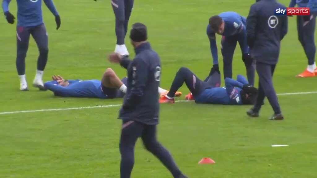 Kieran Trippier and Danny Ings collide in training