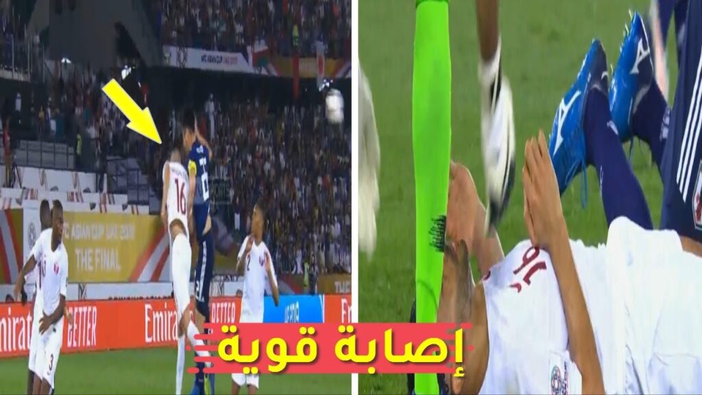 إصابة قوية لخوخي بوعلام خلال مباراة قطر واليابان 3-1