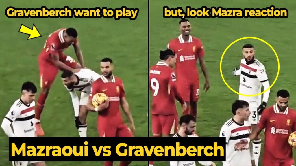 Mazraoui awkward reaction as he didn't respect his old friend during United against Liverpool