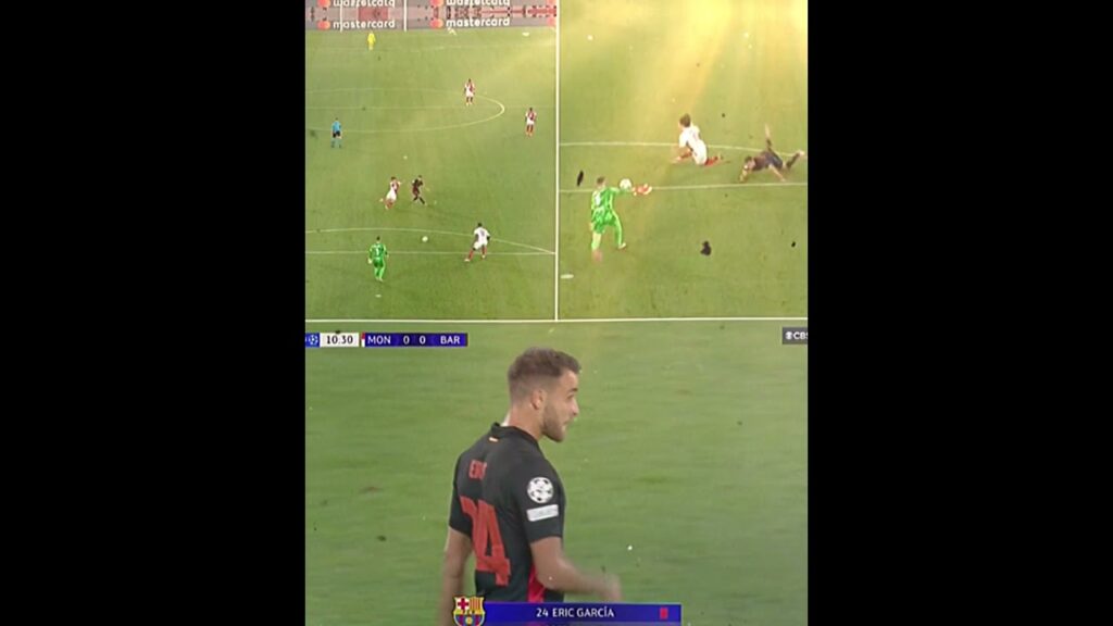 Eric Garcia receives direct red card after taking down Minamino.Eric Garcia had  pay Ter Stegen miss