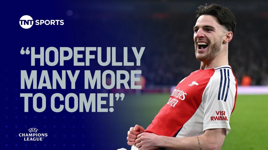 Declan Rice buzzing after scoring first Champions League goal in Arsenal's 3-0 win vs Dinamo 🔴 #UCL