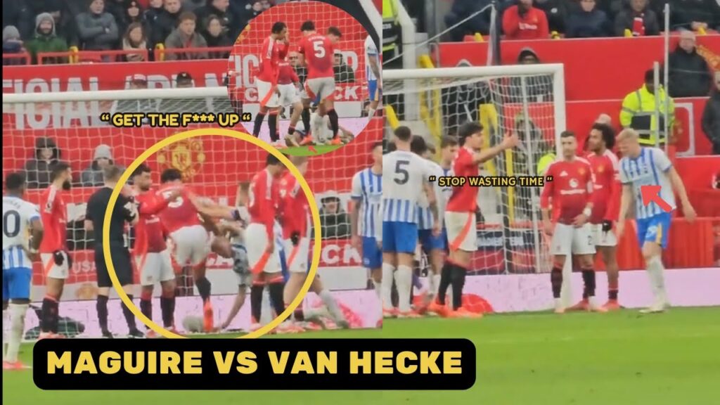 Harry Maguire was seen ANGRY and approached Van Hecke who dived in front of him