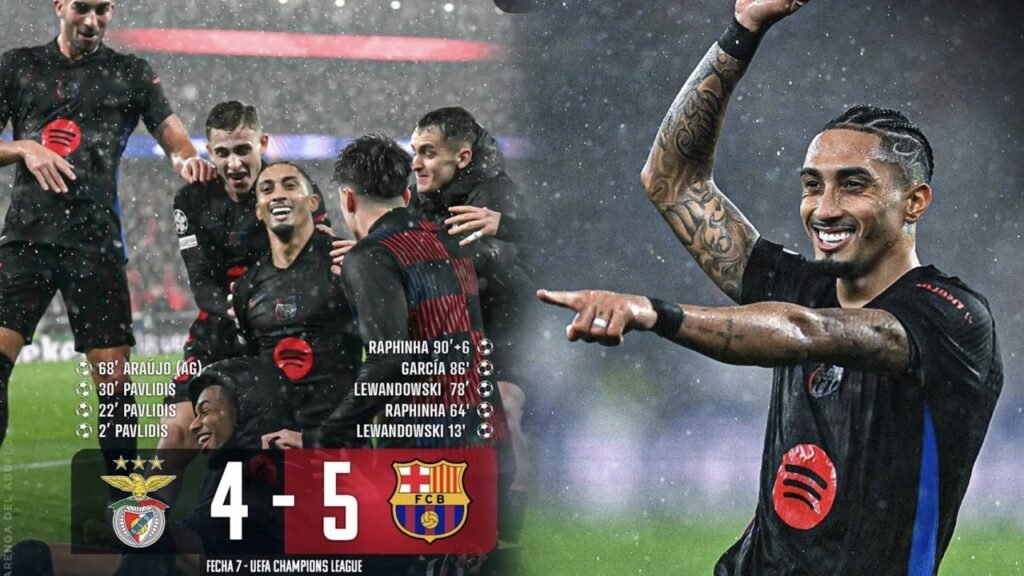 🔴 Barcelona vs Benfica 5-4 | Champions League Highlights & Goals  2025 | SL benfica - barcelona