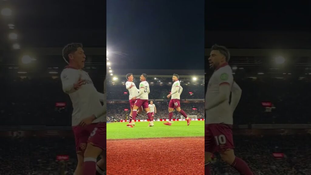 Emerson's equaliser for West Ham vs Aston Villa from pitchside ⚒️