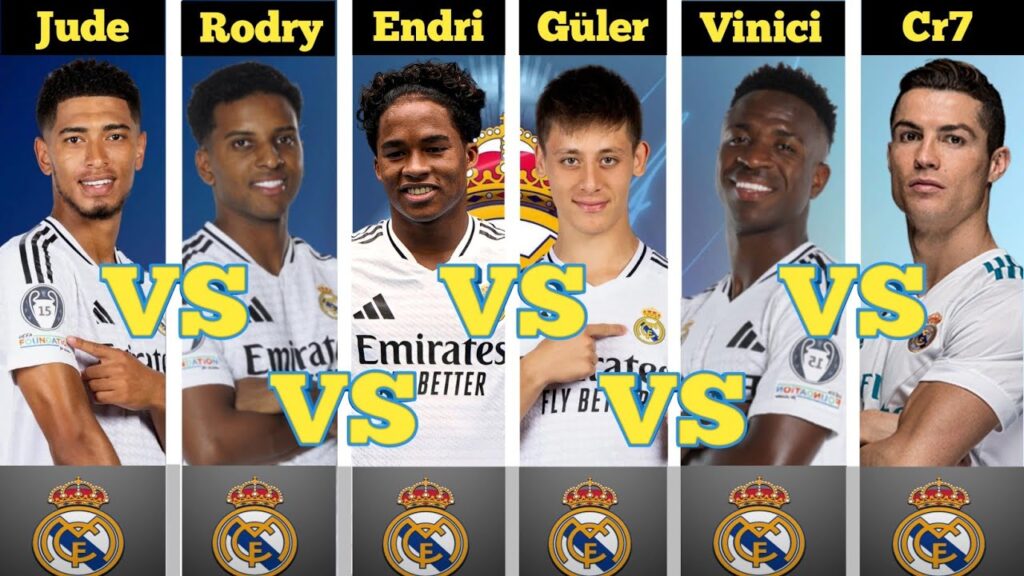 Comparison: Jude Bellingham vs Rodry vs Endrick vs Arda Güler vs Vinicius vs Ronaldo