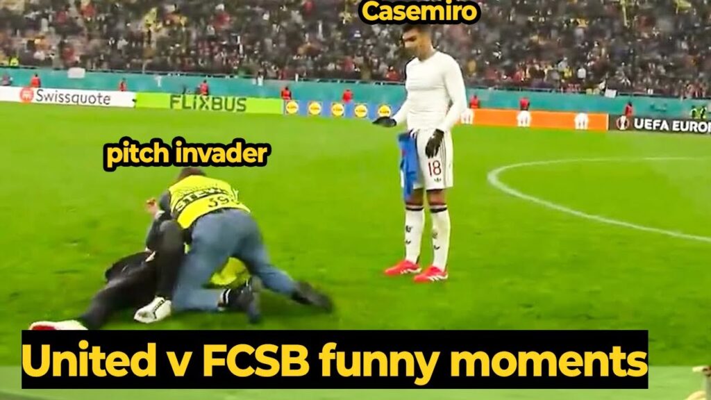 Casemiro just stood and watched as pitch invader running towards was tackled to the ground
