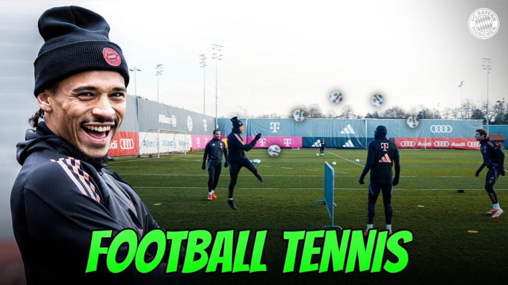 Can Sané & Olise beat Müller & Davies? 👀 | Football tennis in FC Bayern training