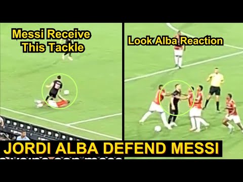 Jordi Alba Defend MESSI After He Received a Clear Foul From San Miguelito's Player | Messi News