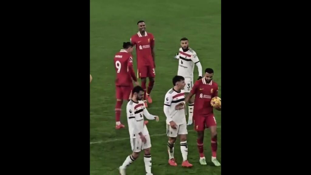 Ryan Gravenberch with former teammate Noussair Mazraoui in #Liverpool vs #manchesterunited