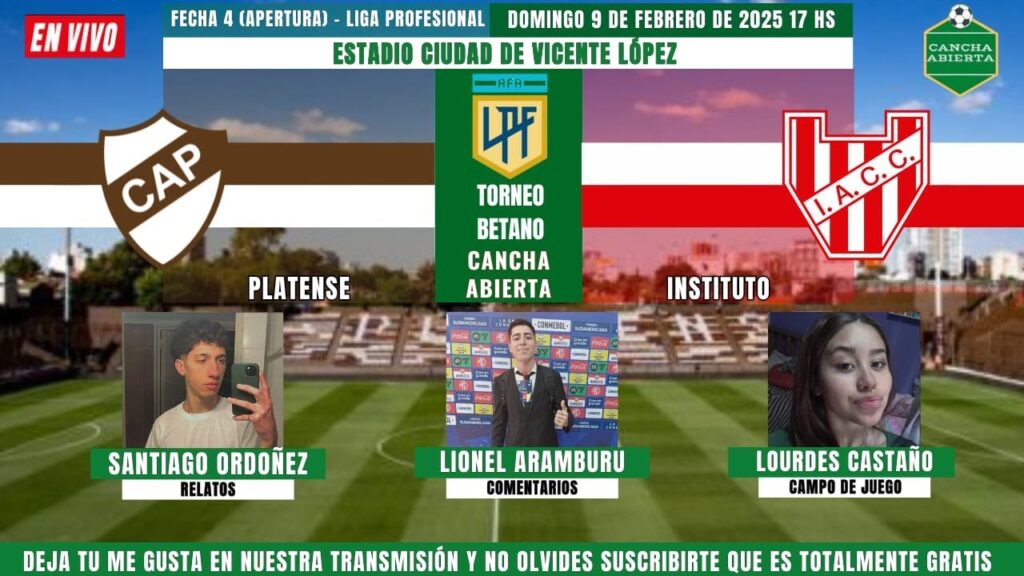 🔴PLATENSE VS INSTITUTO EN VIVO🔴// LIGA PROFESIONAL ⚽️🏆 (FECHA 4- APERTURA). EN VIVO POR C.A 🎙!!