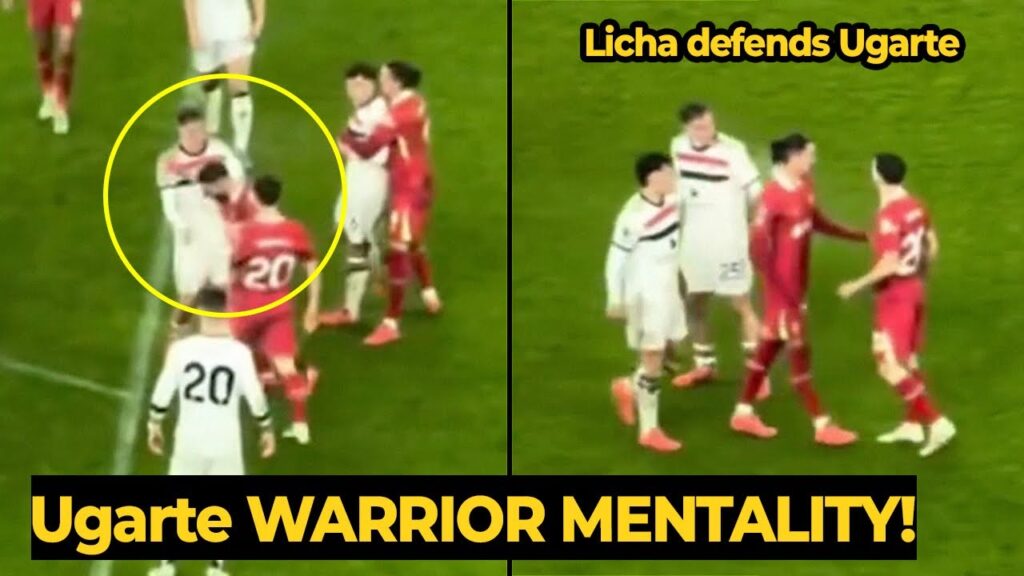 Ugarte challenges Diogo Jota as United draw against Liverpool, look at Lisandro Martinez reaction...