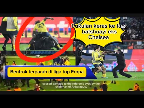Detik-detik baku hantam|Michy Batshuayi kicked off after rioters stormed the field