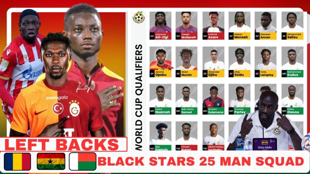 Ghana🇬🇭vs🇷🇴Chad: Otto Addo selects 3 in-form left-backs for World Cup Qualifiers