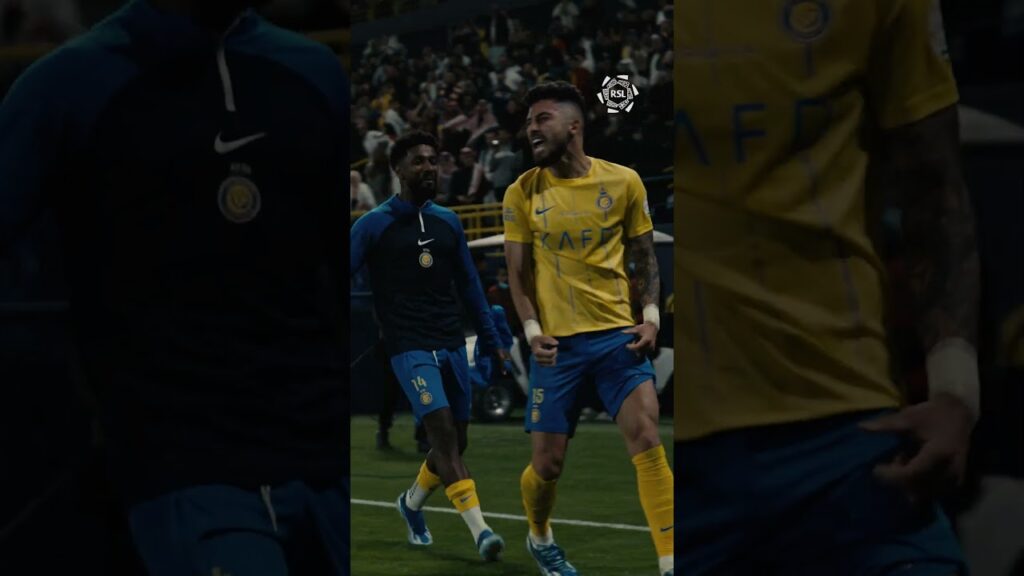 Alex Telles with one of the goals of the 2023/24 #RoshnSaudiLeague season 🇧🇷 🎯
