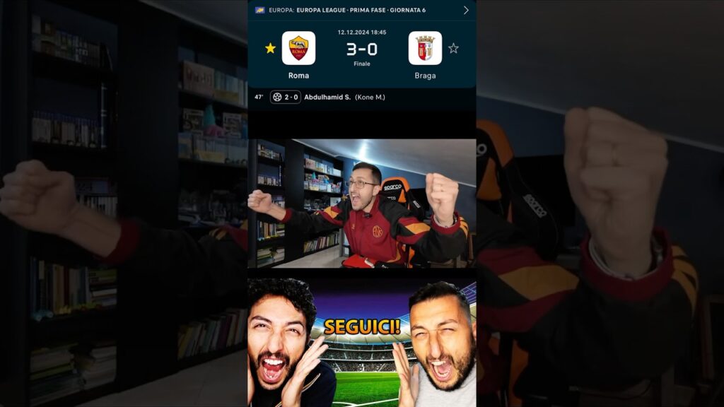 Roma-Braga 3-0: reagisco al gol di Abdulhamid‼️ #asroma #braga #roma #abdulhamid #europaleague