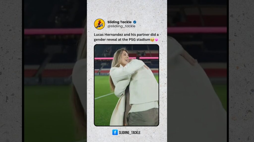 Lucas Hernandez and his partner did a gender reveal at the PSG stadium ❤️ #psg #lucashernandez
