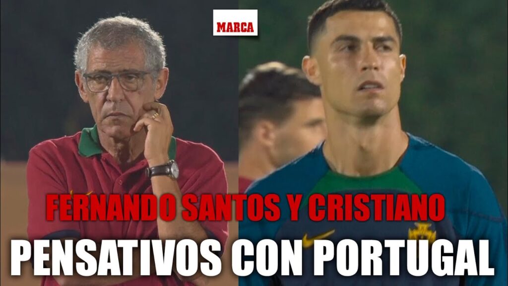 Fernando Santos y Cristiano Ronaldo, pensativos en el entrenamiento de Portugal  MARCA
