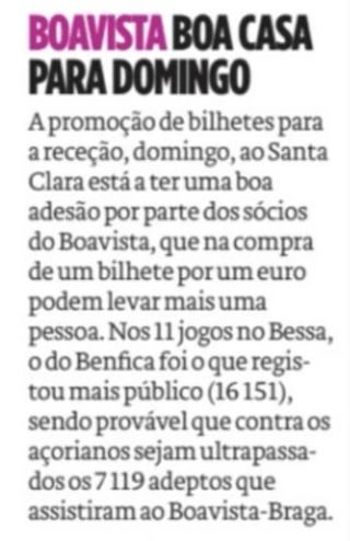 Boavista na imprensa desportiva - 28/02/2025