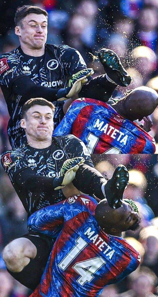 Millwall's Roberts with a horrific flying tackle on Mateta contributes to a loss in the cup