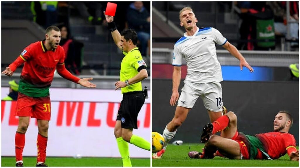 Pavlovic red card for tackle on Gustav Isaksen (AC Milan 1-2 Lazio)