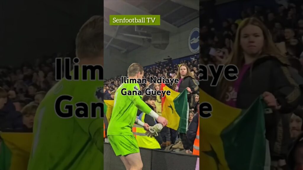 Iliman Ndiaye et Gana Gueye fierté du Sénégal avec Everton le drapeau devant Pickford