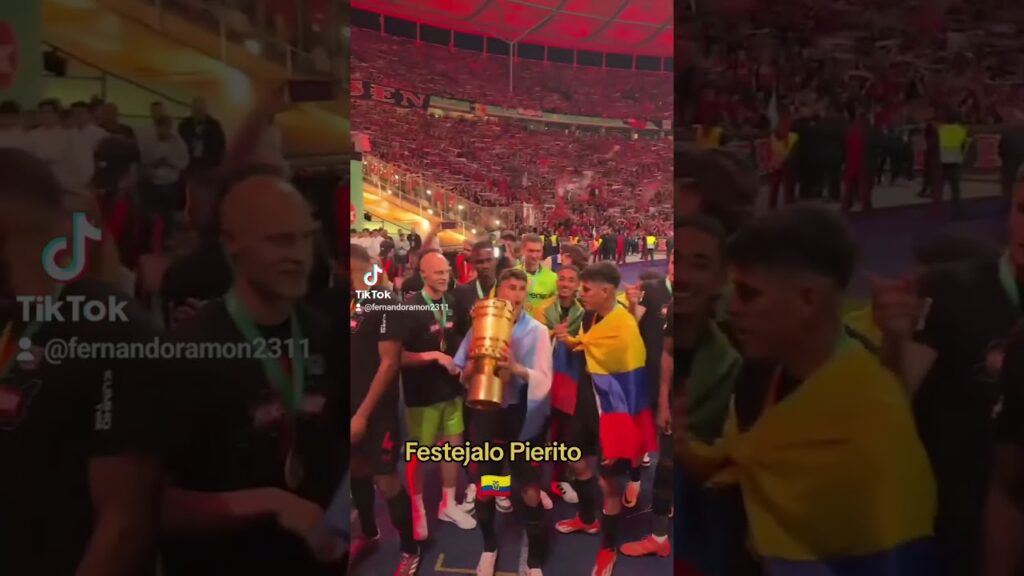 Piero Hincapié festejando por todo lo alto el título #bundesliga #futbol #hincapie #leverkusen