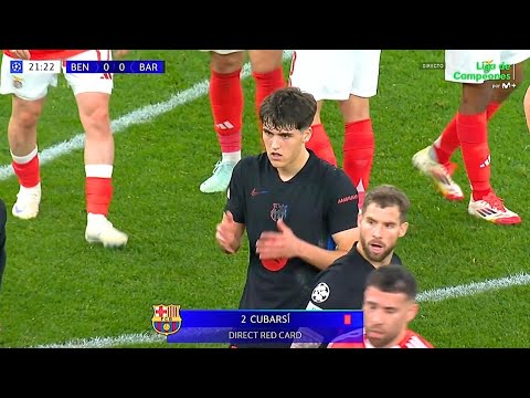 Pau Cubarsi Red Card vs Benfica 🟥 | Vangelis Pavlidis | Barcelona | UCL 2024/25