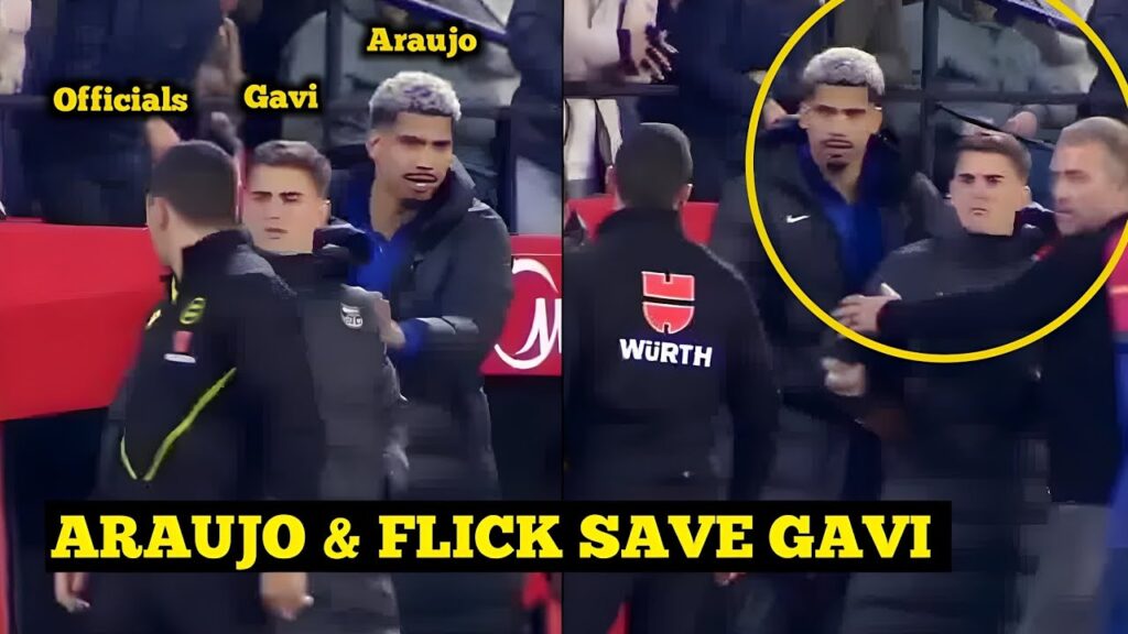 Hansi Flick & Ronald Araujo’s quick reactions save Gavi from a red card vs Sevilla
