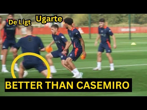 Manuel Ugarte show CRAZY DEFENSIVE SKILLS when Facing De Ligt During First Man United training