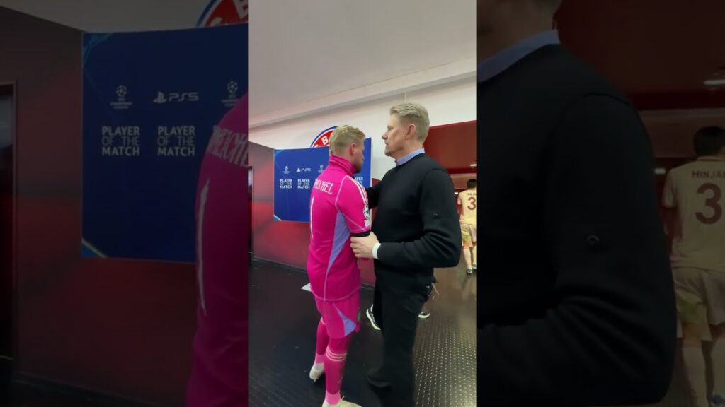 Peter Schmeichel consoles Kasper after Celtic heartbreak in Munich